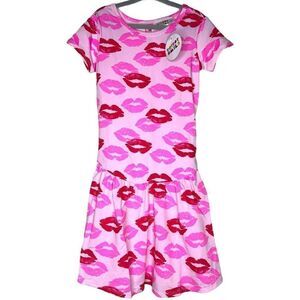 NEW Dot Dot Smile Hot Pink Kisses Valentine Flapper Dress 5/6